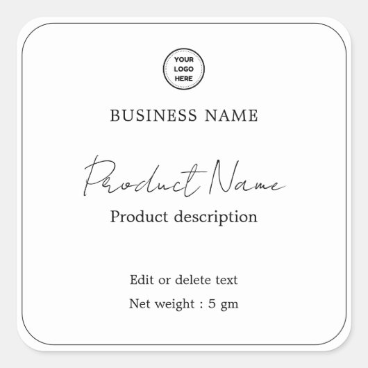 Elegantes, modernes Label für Minimalistische Quad Quadratischer Aufkleber (Vorderseite)
