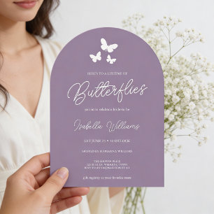 Elegantes modernes Lavendel-Butterfly-Brautparty Einladung