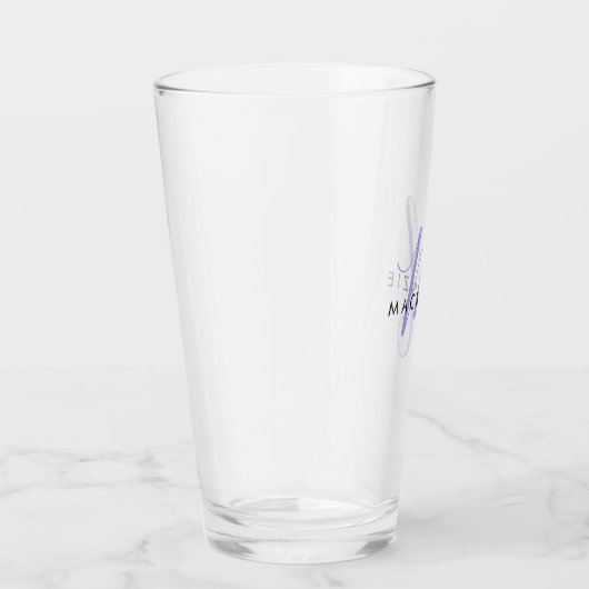 Elegantes modernes Lavenderskriptmonogramm Glas (Rechts)