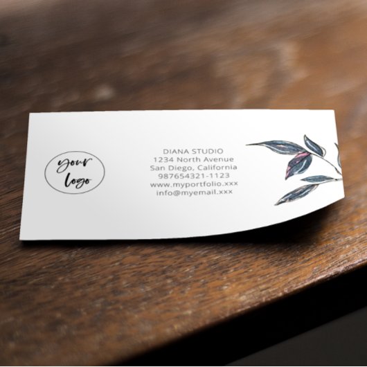 Elegantes, modernes Leafy-Logo Danke Business Card Mini Visitenkarte