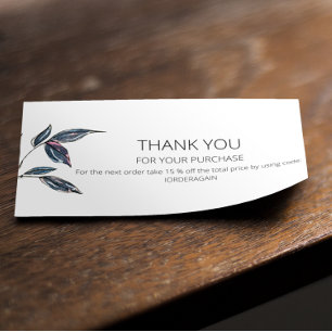 Elegantes, modernes Leafy-Logo Danke Business Card Mini Visitenkarte