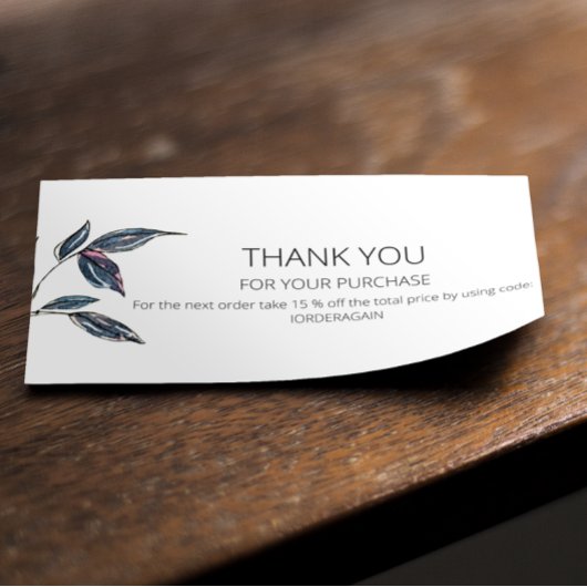 Elegantes, modernes Leafy-Logo Danke Business Card Mini Visitenkarte