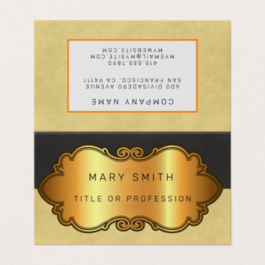 Elegantes modernes Leather Gold Visitenkarten (Außenseite Aufgefaltet)