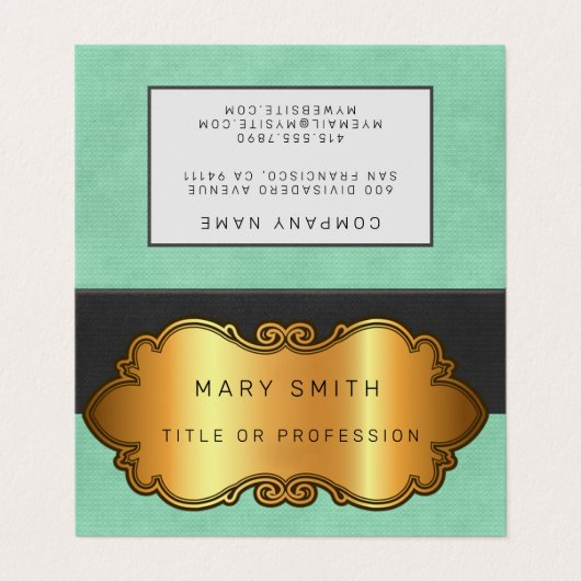 Elegantes modernes Leather Gold Visitenkarten (Außenseite Aufgefaltet)