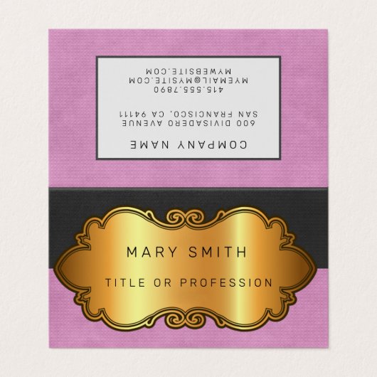 Elegantes modernes Leather Gold Visitenkarten (Außenseite Aufgefaltet)