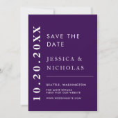 Elegantes modernes Lila einfaches HochzeitsFoto Save The Date (Vorderseite)