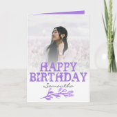 Elegantes modernes Lila Foto Karte (Vorderseite)