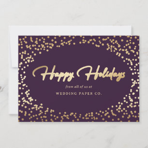 Elegantes, modernes Lila Gold Foil Script Business Feiertagskarte