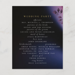 Elegantes modernes Lila Hochzeitsprogramm in Moody