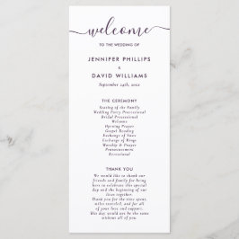 Elegantes modernes Lila Hochzeitsprogramm Programm