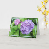 Elegantes modernes Lila Hydrangeas-Foto-Beileid Karte (Gelbe Blume)
