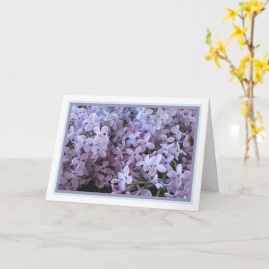 Elegantes modernes Lila Lilac Blume Foto wird gut Karte (Gelbe Blume)