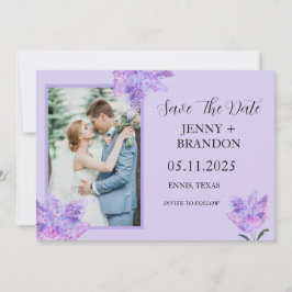 Elegantes modernes Lila Lilac Floral Foto Hochzeit Save The Date
