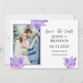Elegantes modernes Lila Lilac Floral Foto Hochzeit Save The Date