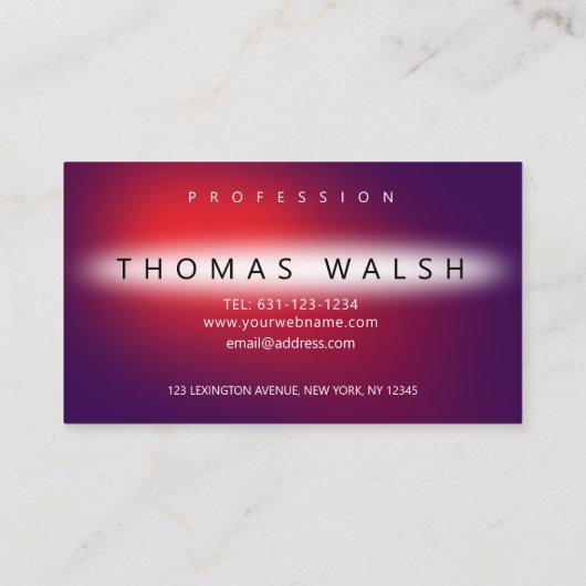Elegantes, modernes Lila Rotes Design Visitenkarte (Rückseite)
