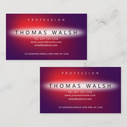 Elegantes, modernes Lila Rotes Design Visitenkarte (Vorne/Hinten)