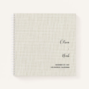 Elegantes modernes Linen Wedding Gästebuch Notizblock