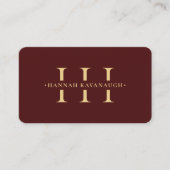 Elegantes modernes Logo H Monogram Dark Red Maroon Visitenkarte (Vorderseite)