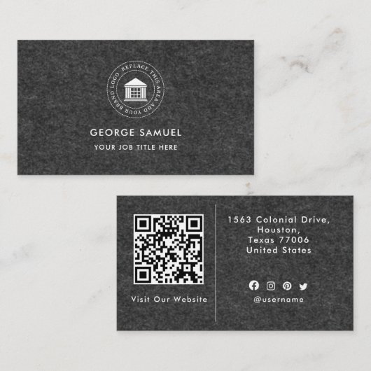 Elegantes, modernes Logo Minimalistisch Visitenkarte (Vorne/Hinten)