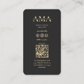 Elegantes, modernes Makeup Artist Black Monogram Visitenkarte (Rückseite)