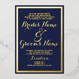 Elegantes, modernes marineblaues Goldmedaille Hoch Folieneinladung