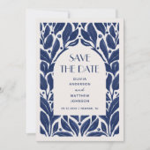 Elegantes, modernes marineblaues Muster Save The Date (Vorderseite)