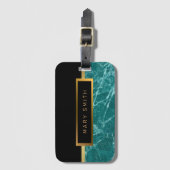 Elegantes, modernes Marmorschwarz Gold Gepäckanhänger (Vorderseite Vertikal)