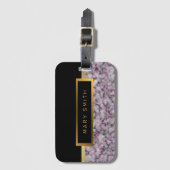 Elegantes, modernes Marmorschwarz Gold Gepäckanhänger (Vorderseite Vertikal)