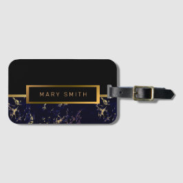 Elegantes, modernes Marmorschwarz Gold Gepäckanhänger