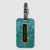 Elegantes, modernes Marmorschwarz Gold Gepäckanhänger (Vorderseite Vertikal)