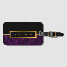 Elegantes, modernes Marmorschwarz Gold Gepäckanhänger