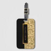 Elegantes, modernes Marmorschwarz Gold Gepäckanhänger (Vorderseite Vertikal)