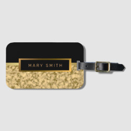 Elegantes, modernes Marmorschwarz Gold Gepäckanhänger