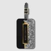 Elegantes, modernes Marmorschwarz Gold Gepäckanhänger (Vorderseite Vertikal)