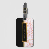 Elegantes, modernes Marmorschwarz Gold Gepäckanhänger (Vorderseite Vertikal)