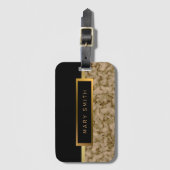 Elegantes, modernes Marmorschwarz Gold Gepäckanhänger (Vorderseite Vertikal)