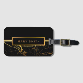 Elegantes, modernes Marmorschwarz Gold Gepäckanhänger