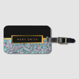 Elegantes, modernes Marmorschwarz Gold Gepäckanhänger