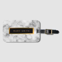 Elegantes, modernes Marmorschwarz Gold Gepäckanhänger