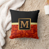 Elegantes, modernes Marmorschwarz Gold Kissen (Decke)