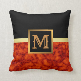 Elegantes, modernes Marmorschwarz Gold Kissen