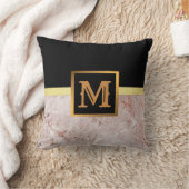 Elegantes, modernes Marmorschwarz Gold Kissen (Decke)