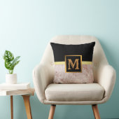 Elegantes, modernes Marmorschwarz Gold Kissen (Stuhl )