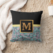 Elegantes, modernes Marmorschwarz Gold Kissen (Decke)