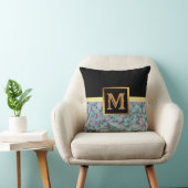 Elegantes, modernes Marmorschwarz Gold Kissen (Stuhl )