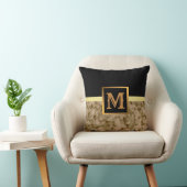 Elegantes, modernes Marmorschwarz Gold Kissen (Stuhl )