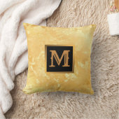 Elegantes, modernes Marmorschwarz Gold Kissen (Decke)