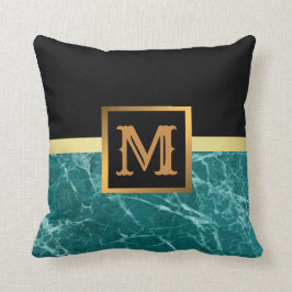 Elegantes, modernes Marmorschwarz Gold Kissen
