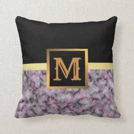 Elegantes, modernes Marmorschwarz Gold Kissen