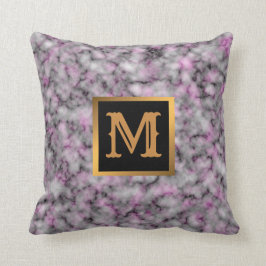 Elegantes, modernes Marmorschwarz Gold Kissen